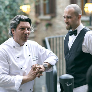 Giancarlo Polito chef of Locanda del Capitano Restaurant in Montone, one of the most beautiful medieval villages in Italy