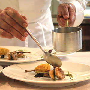 Game dishes Giancarlo Polito chef of Locanda del Capitano, restaurant in Montone, Umbria