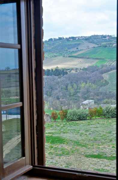 Italy holidays: Montone hight valley of Tevere river in Umbria. View from the hotel